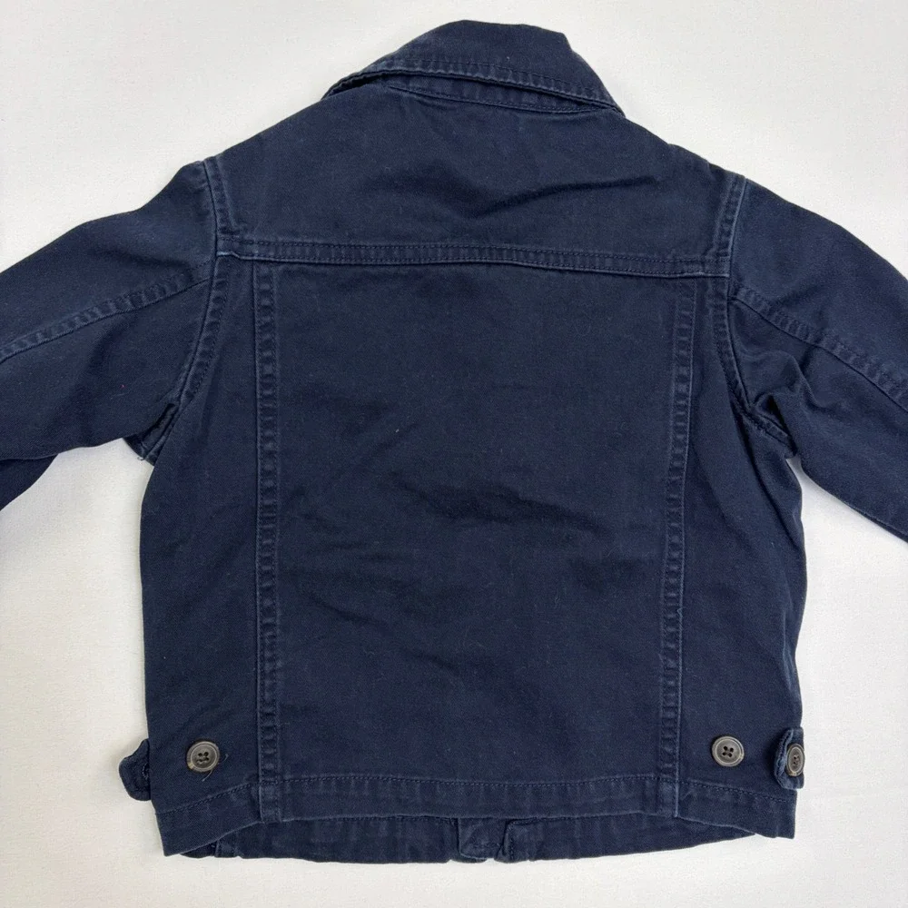 Polo Ralph Lauren Kids Navy Blue Cotton Twill Zip Up‎ Jacket Plaid Lined 24M